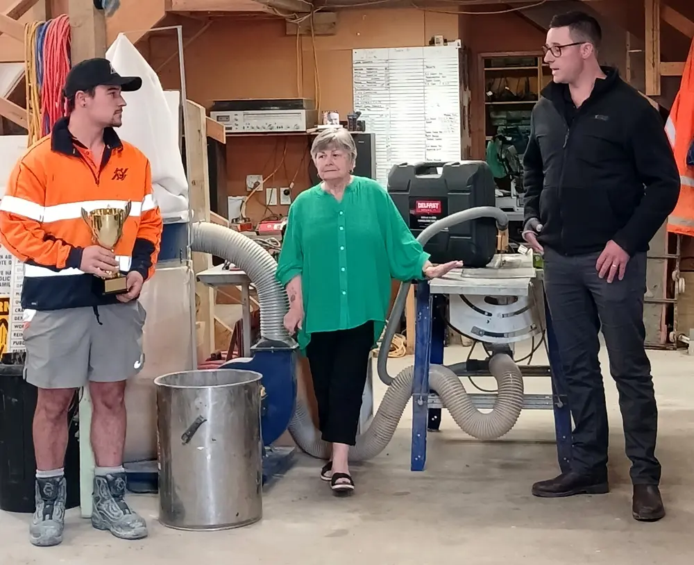 Antony, Marg Hart & Hayden in the ABL workshop