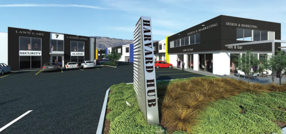 Computer generated image of part of the new Harvard Hub development at Wigram, Christchurch