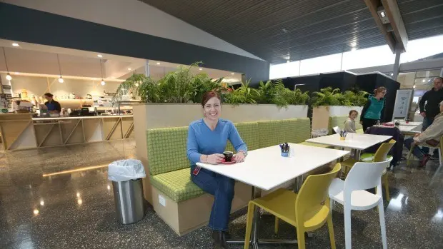 Invercargill Airport manager Chloe Scala relaxes in the city's new airport terminal building.